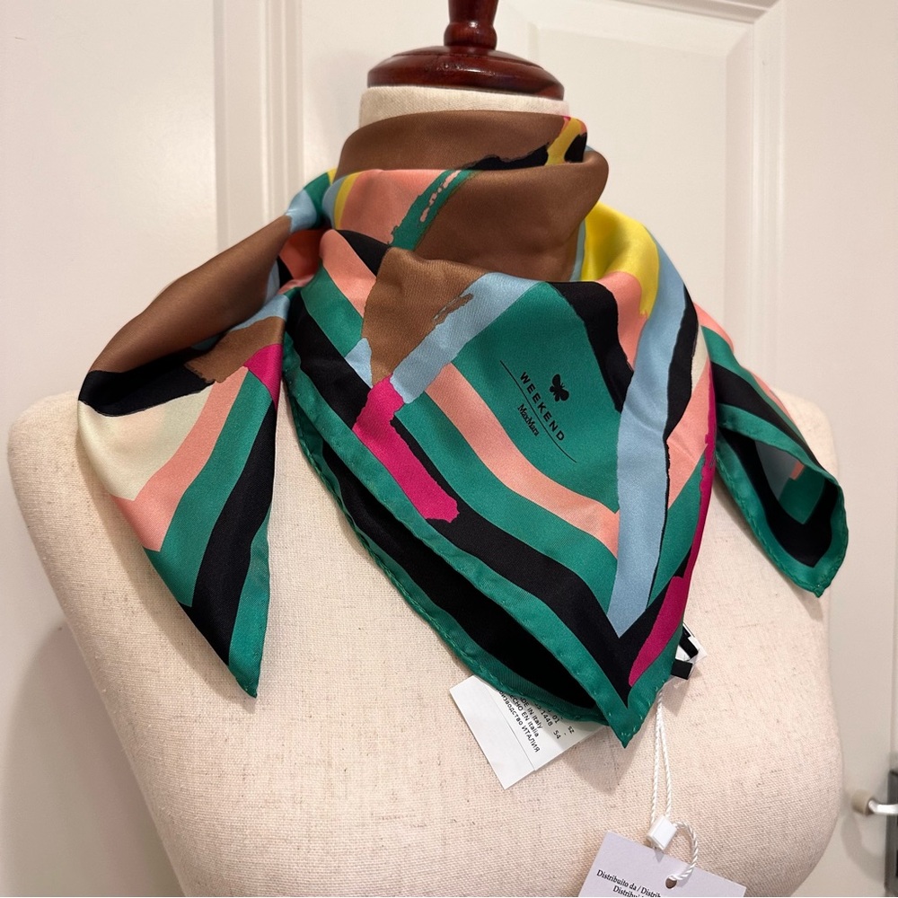 NWOT Max Mara Weekend Label-cut Printed Silk Twin Scarf Spring/Summer - Picture 12 of 12